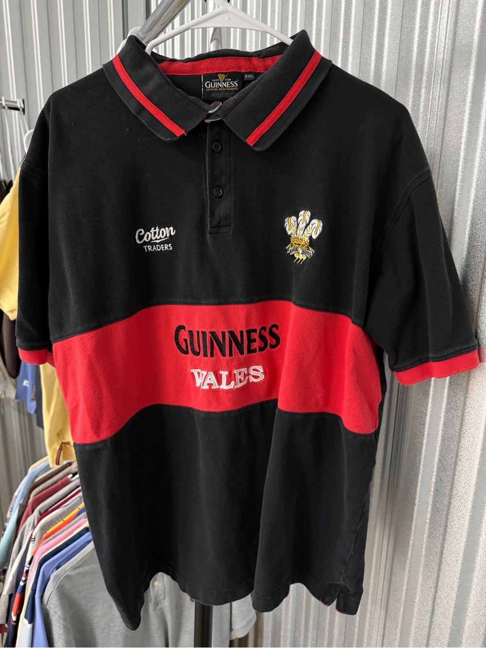 Guinness Black and Red Rugby Shirt with Crest